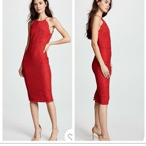 Yumikim Elegant Red Lace Dress